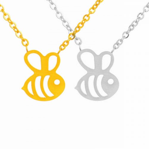 Cute-Bee-Necklace-Fine-Jewelry-Silver-Gold-Color-Hollow-Honey-Bee-Statement-Animal-Pendants-Necklace-for
